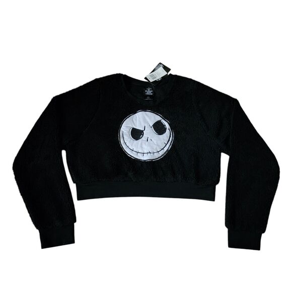 The Nightmare Before Christmas Jack Zero Pajama Crop Top Womens XL Sherpa Black - Picture 1 of 11